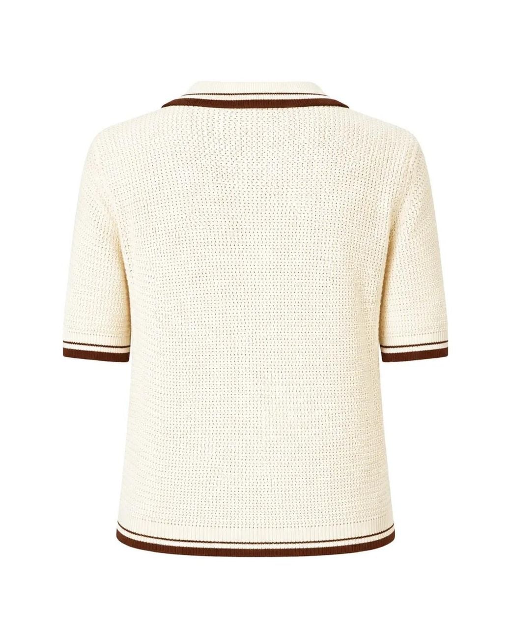 Marella Natural V-Neck Striped Knit Top