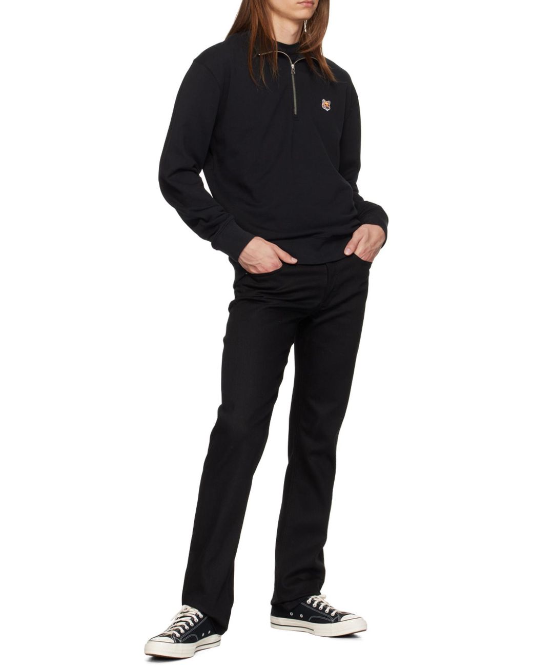 Maison Kitsuné Blue Maison Kitsuné Fox Head Patch Half-Zip Sweatshirt for men