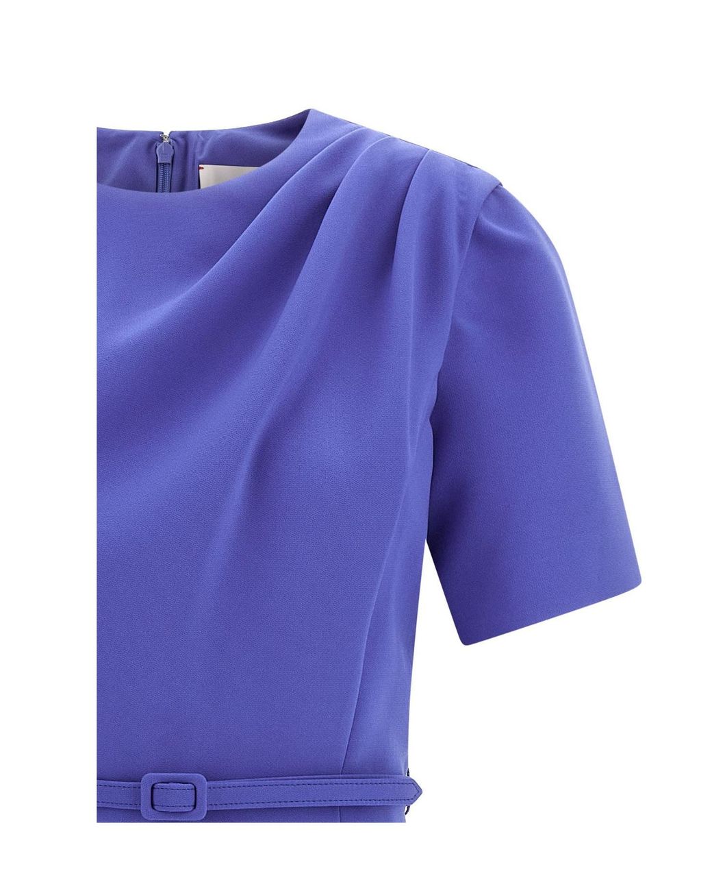 Carolina Herrera Blue Draped Belted Midi Dress