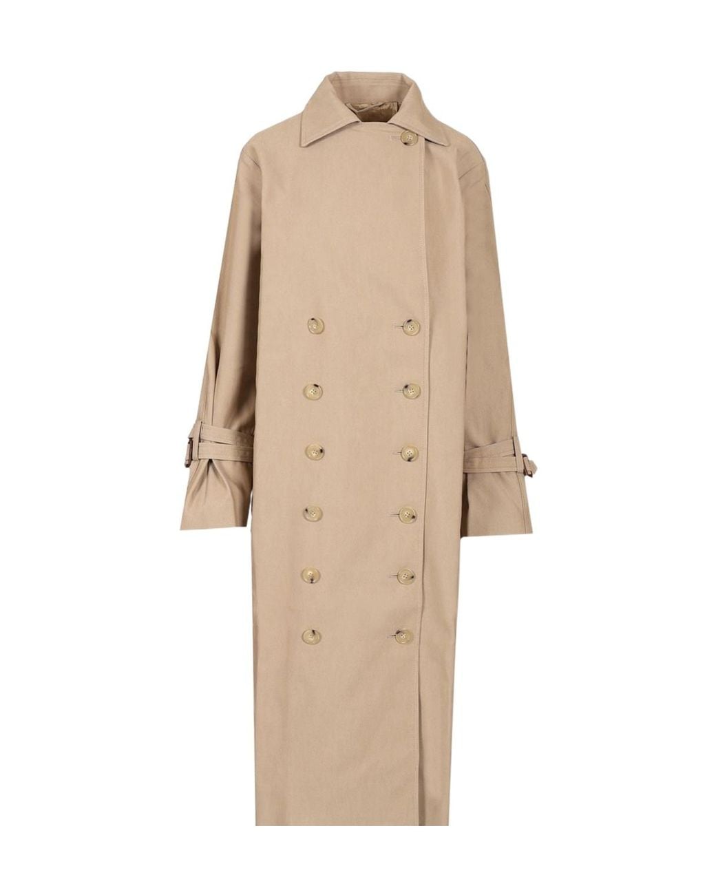 Totême Natural Totême Double-Breasted Long Sleeved Trench Coat