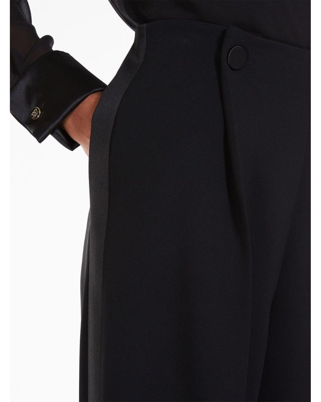 Max Mara Black Button Detailed Straight-Leg Pants