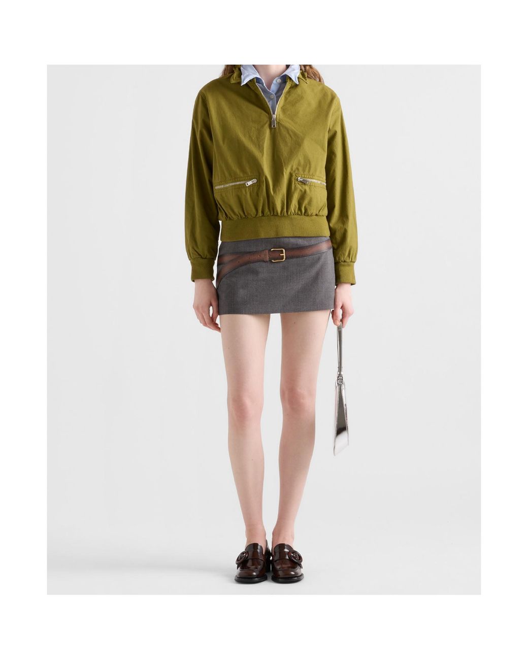 Prada Green Half-Zipped Long-Sleeved Jacket