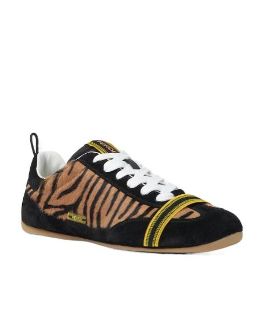 Fendi Brown Wrap Tiger-Print Panelled Sneakers