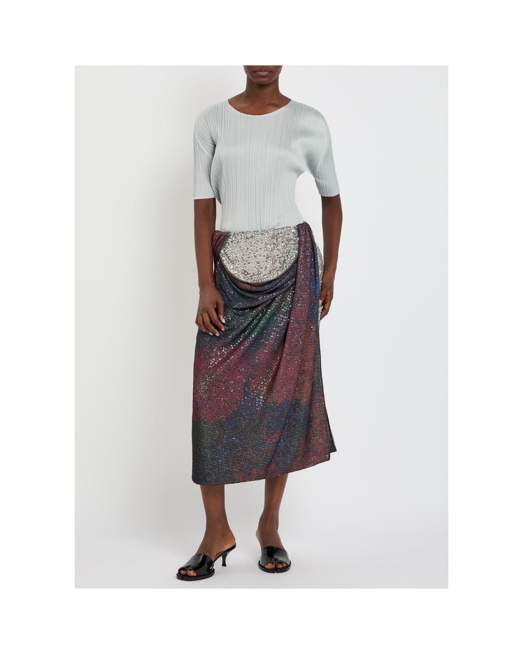 Maison Margiela Brown Sequin Printed Tulle Skirt