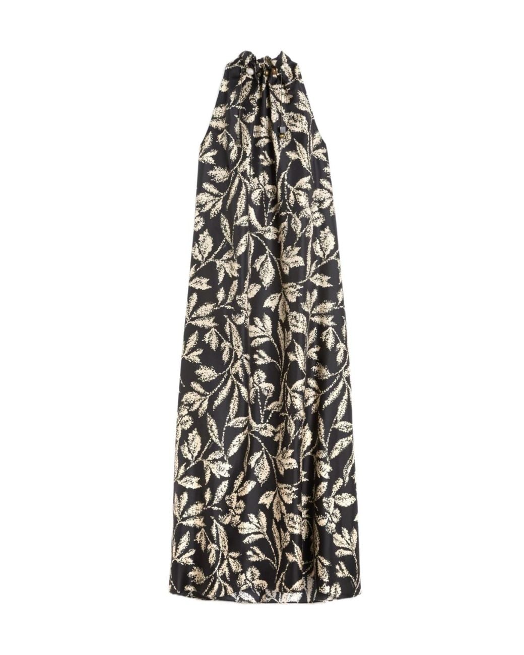Max Mara White Silk Twill Printed Maxi Dress