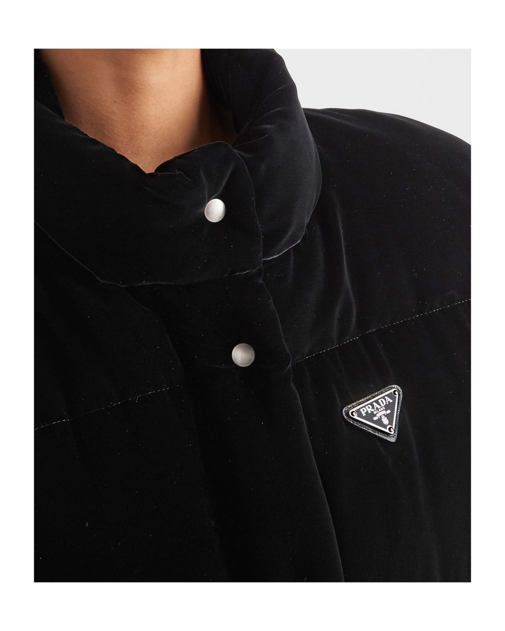 Prada Blue Convertible Velvet Down Jacket