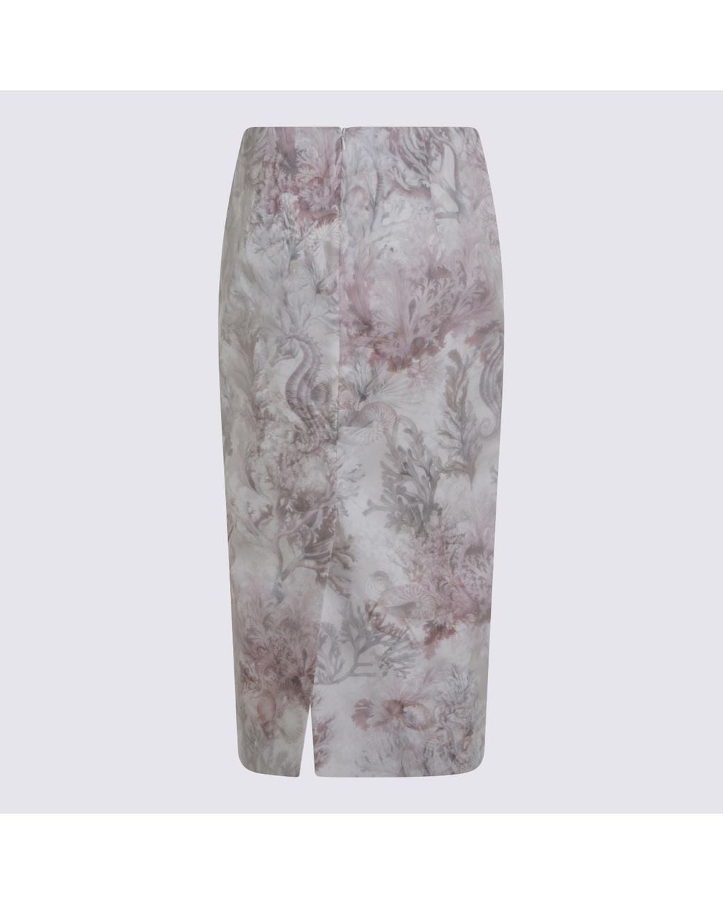 Max Mara Gray Mxsultimo Printed Midi Pencil Skirt