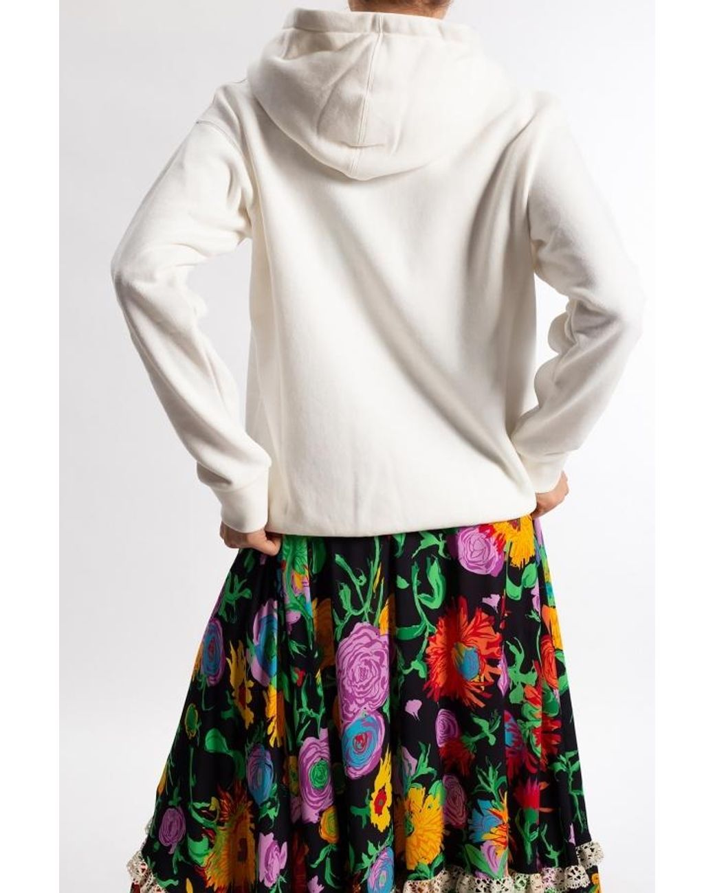 Gucci White Graphic-Print Drawstring Hoodie