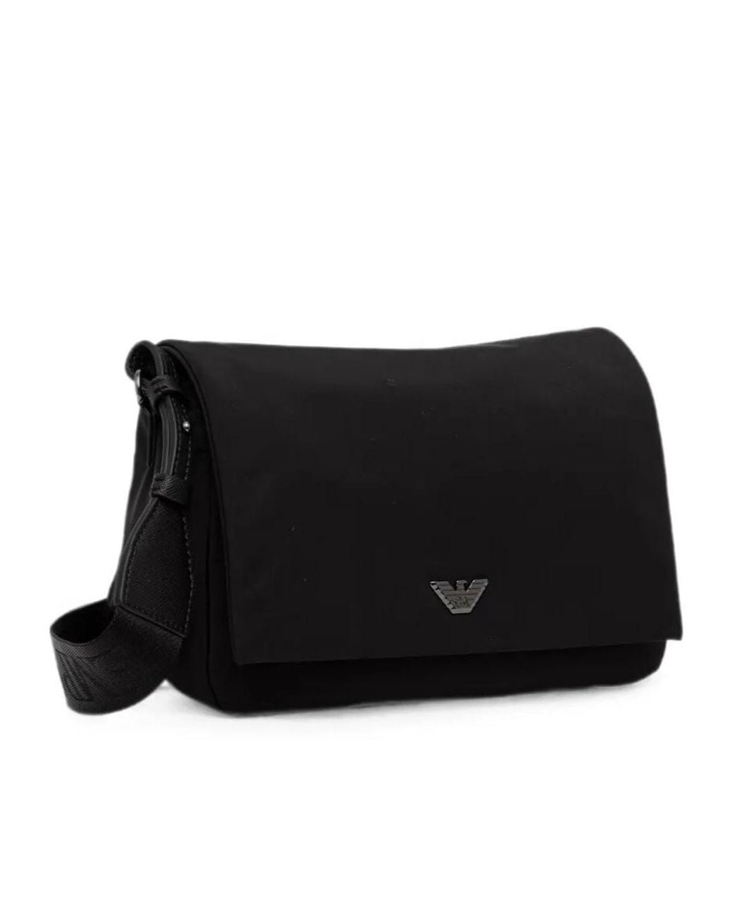 Emporio Armani Black Logo-Plaque Messenger Bag for men