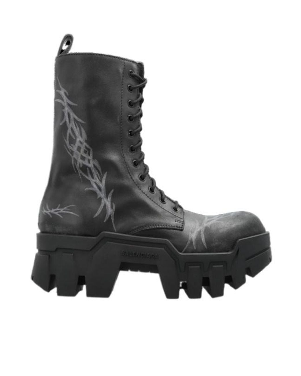 Balenciaga Black Platform Lace-Up Ankle Boots
