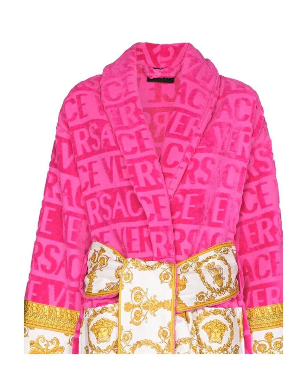 Versace Pink I Love Baroque Belted Bathrobe
