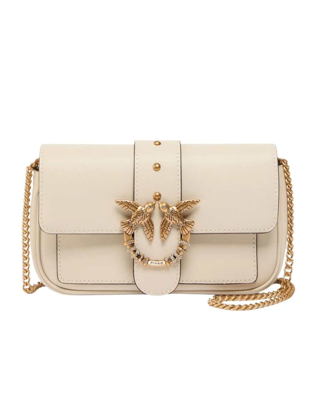 Pinko Natural Buckle Chain Shoulder Bag