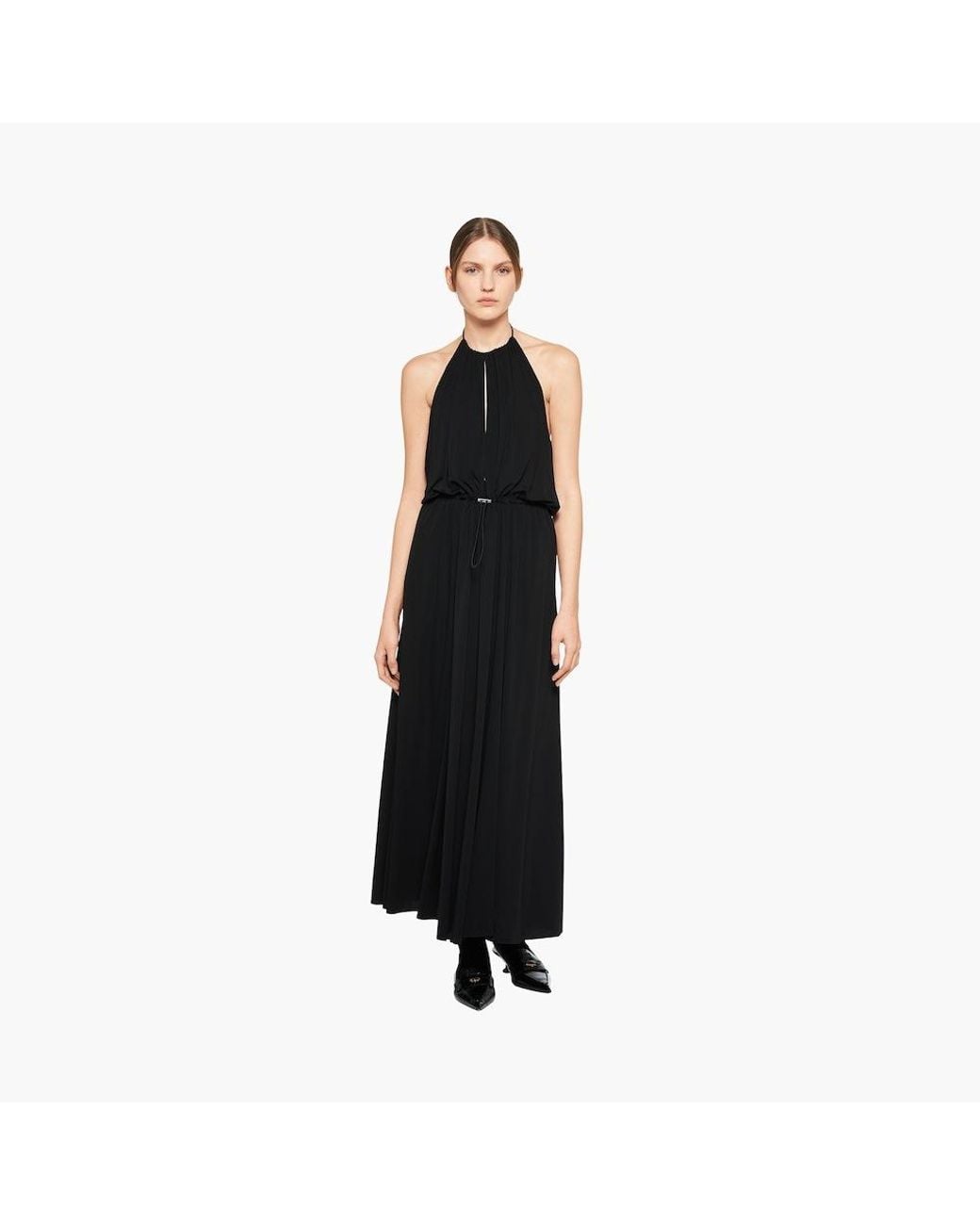 Miu Miu Black Organzine Halter Midi-Dress