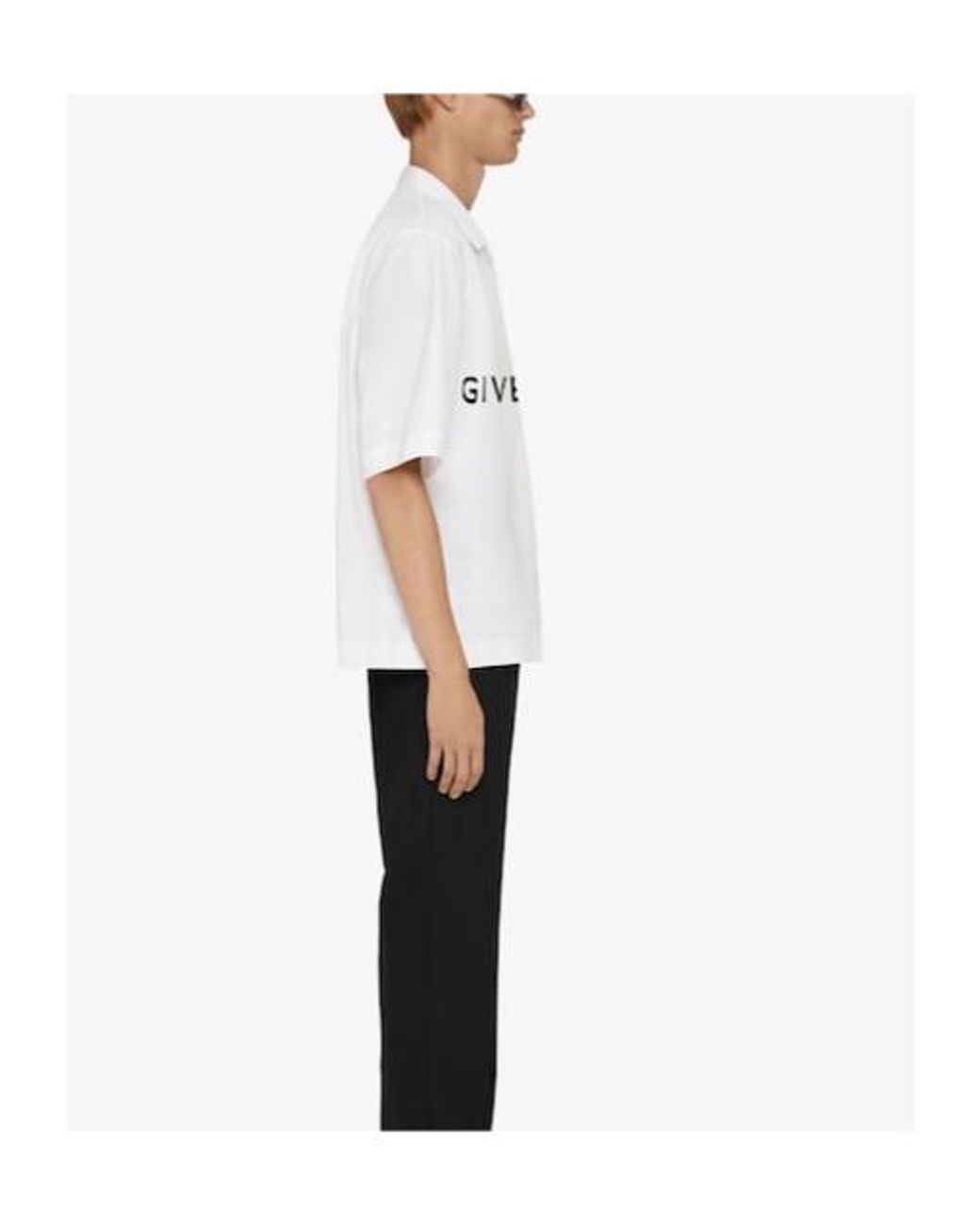Givenchy White Logo Printed Short-Sleeved Shirt for men