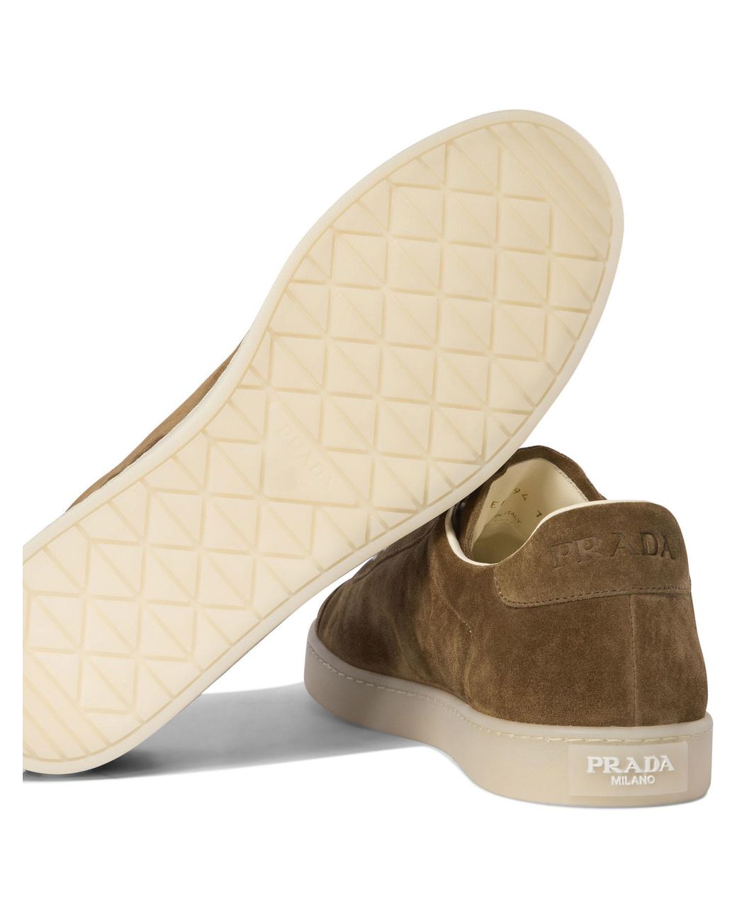 Prada Brown Lane Logo Low-Cut Skate Shoes for men