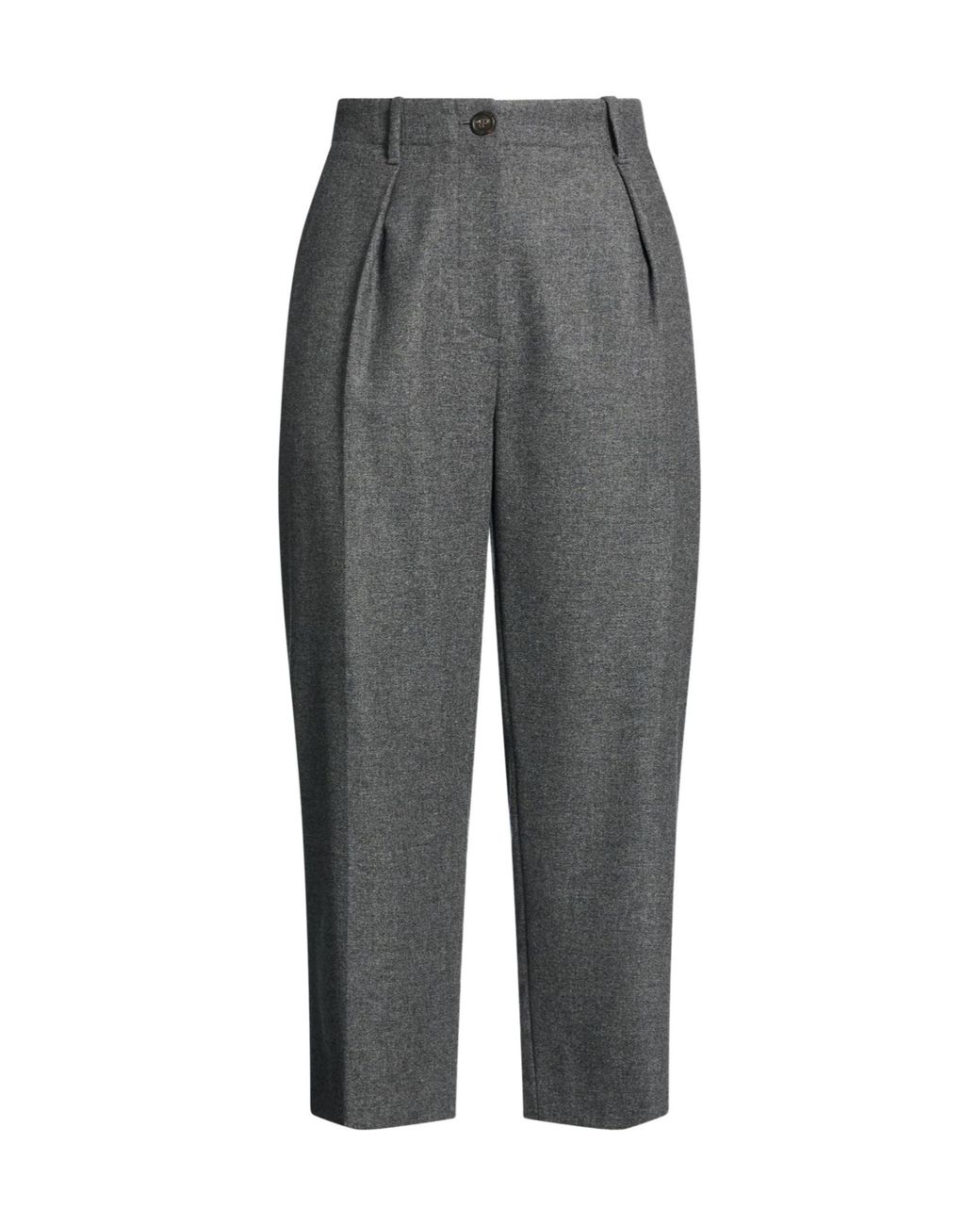 Brunello Cucinelli Gray Fitted Cropped Tailored Trousers