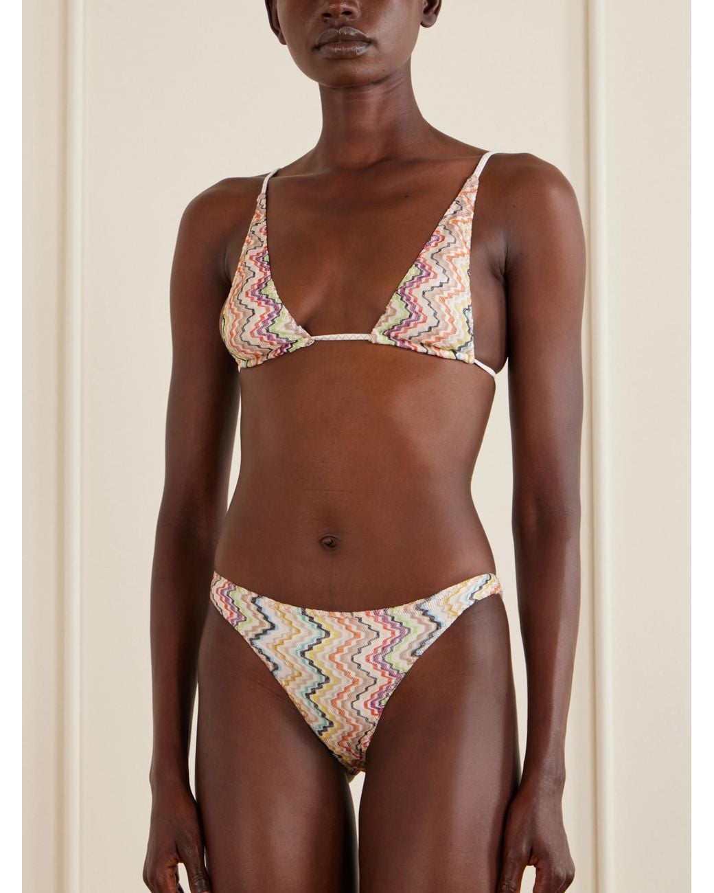 Missoni White Shiny Herringbone Swimsuit