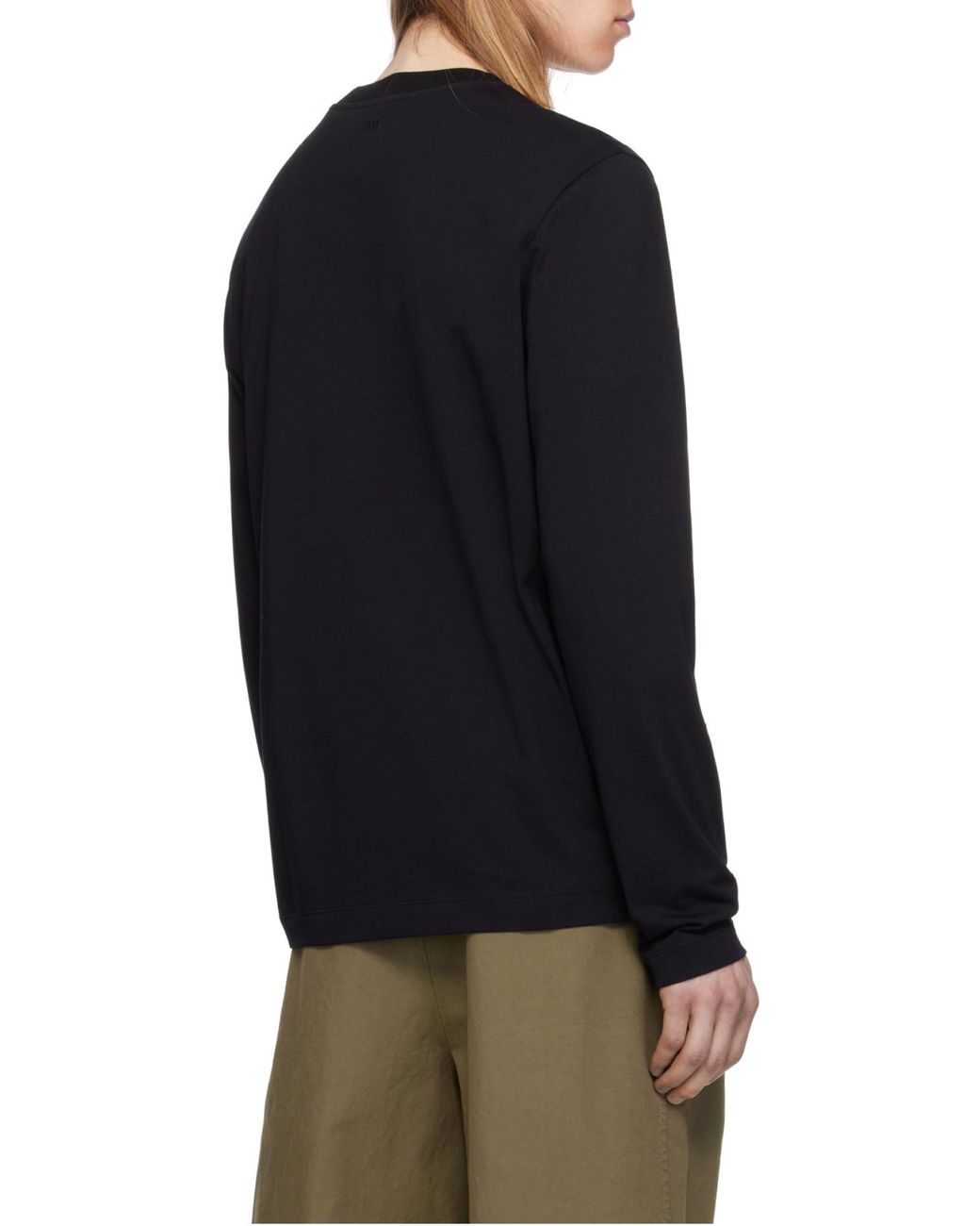 AMI Black Ami De Coeur Long-Sleeved T-Shirt for men