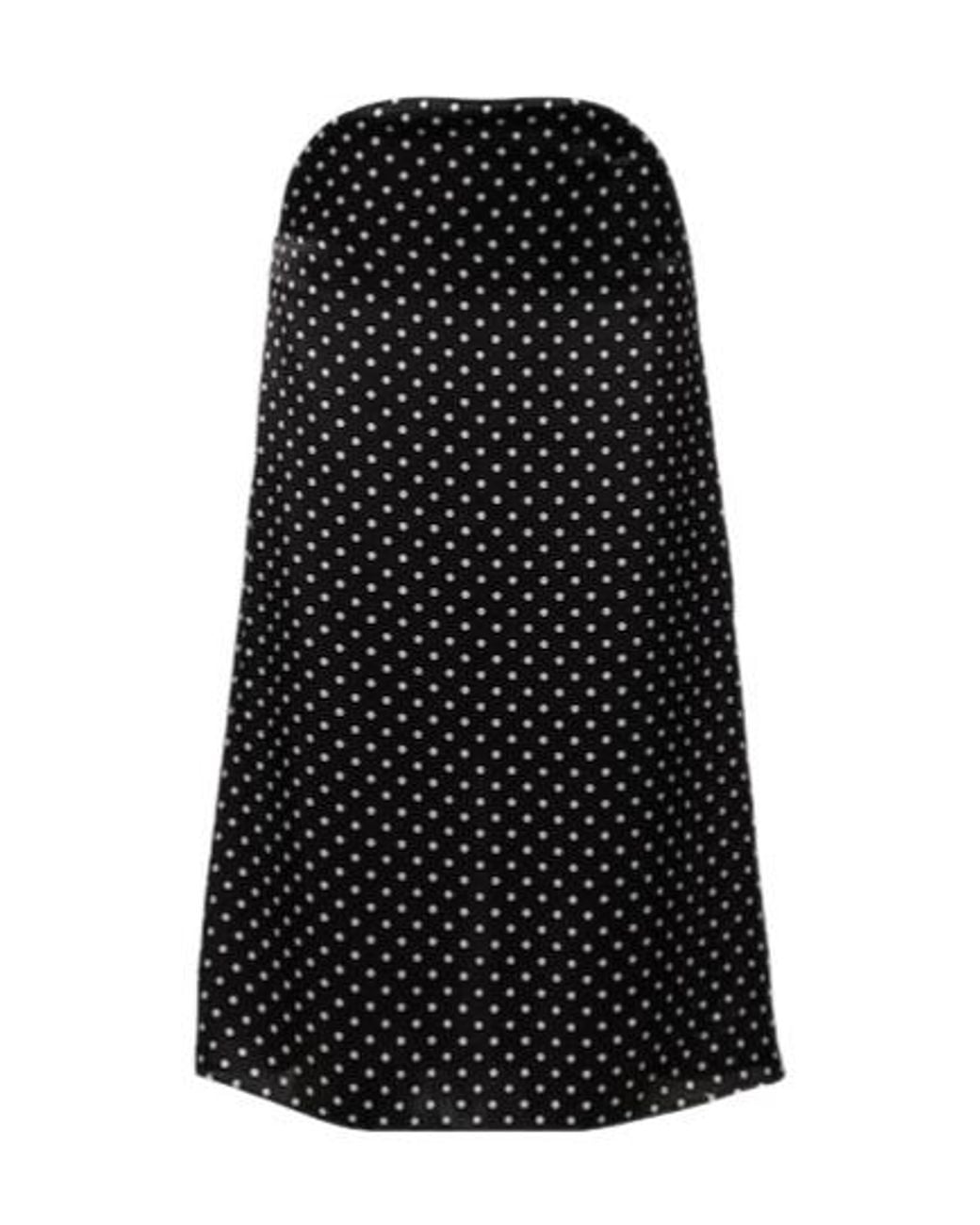 Jean Paul Gaultier Black Cutout Polka-Dot Silk Midi Skirt