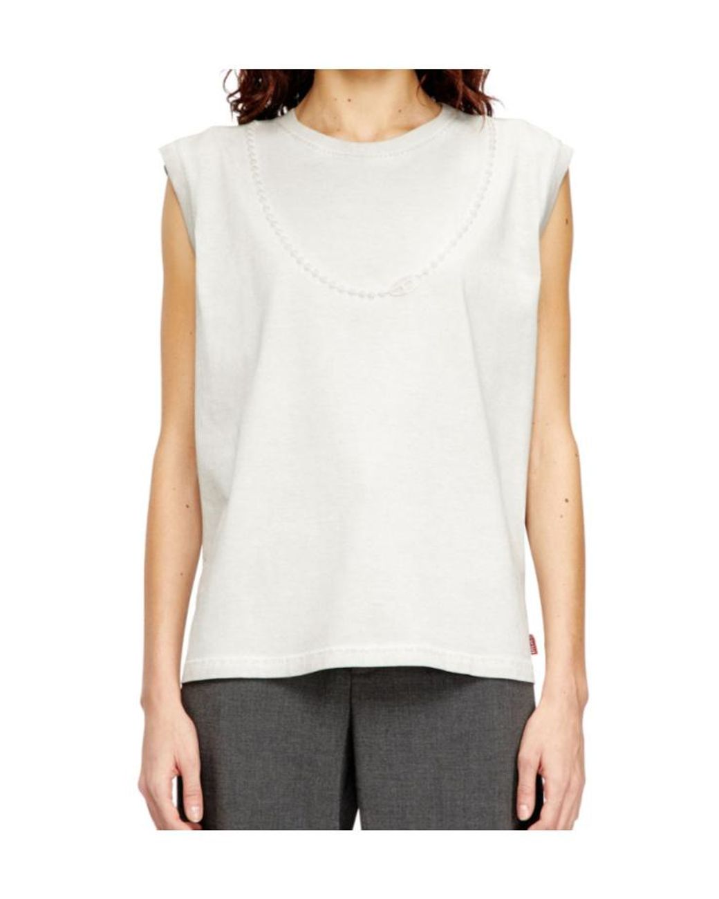 DIESEL White T-Embej Crewneck T-Shirt