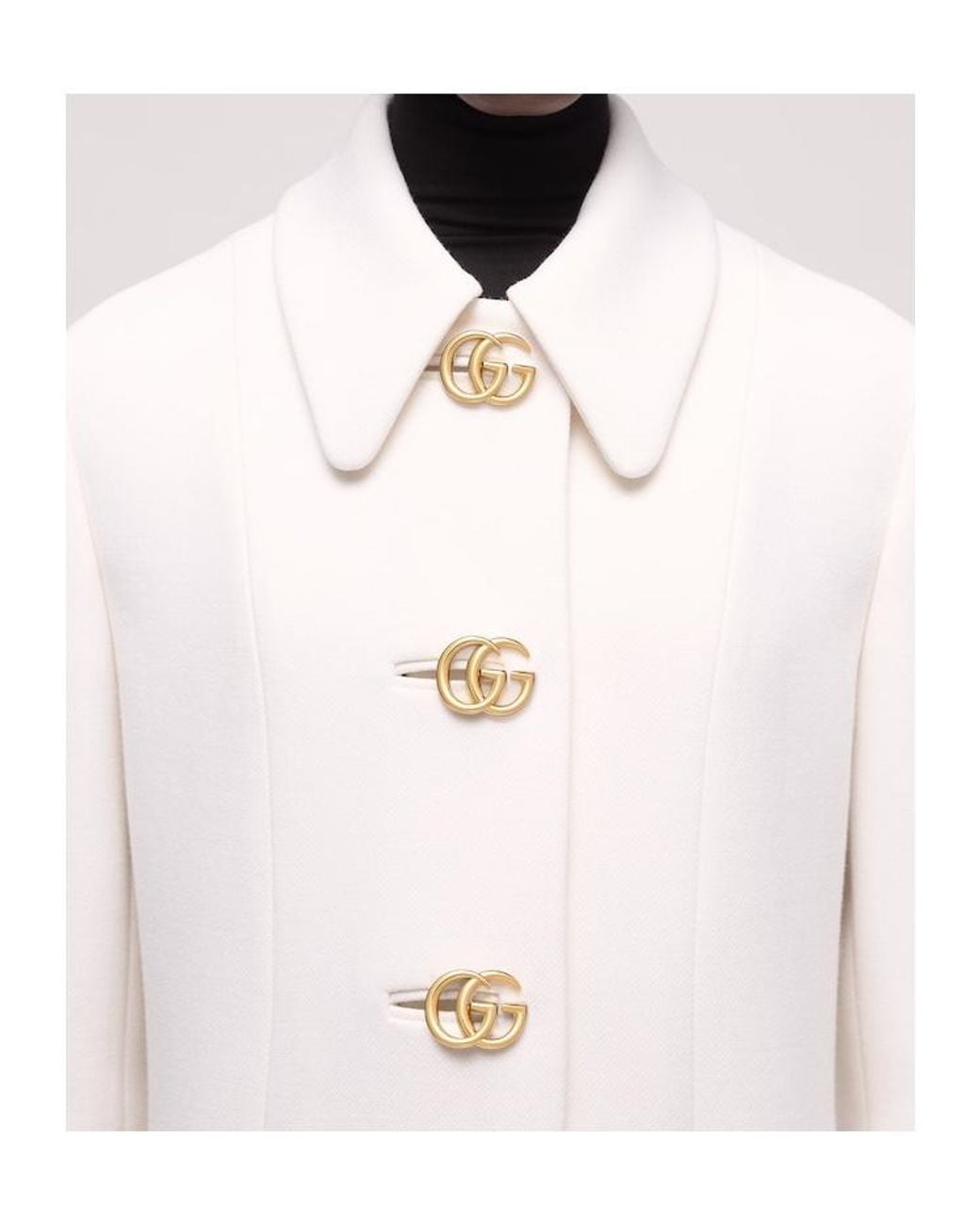 Gucci White Double G Button Coat