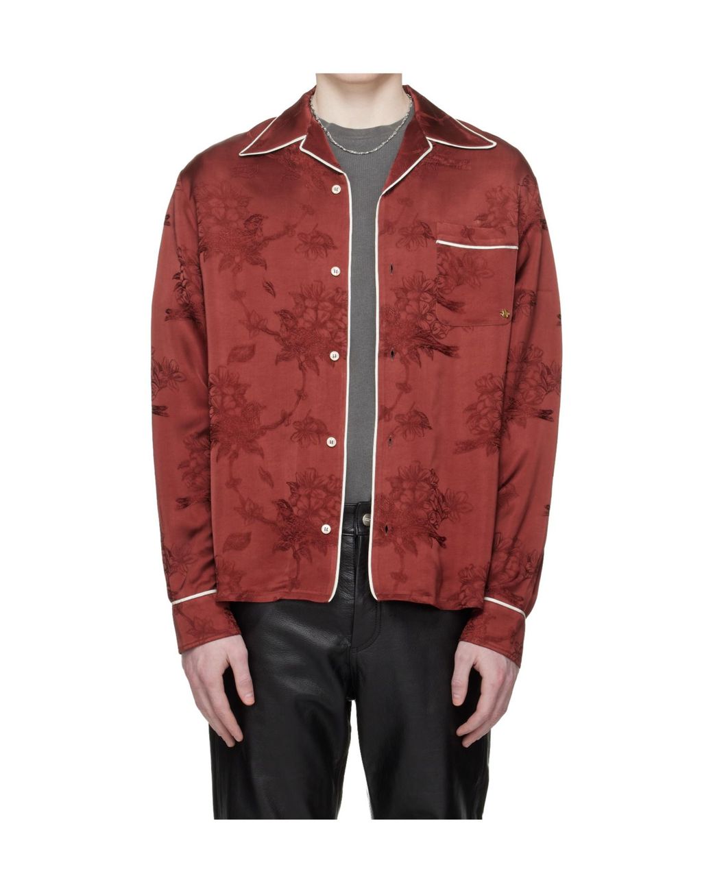 Amiri Red Floral Jacquard Pajama Shirt for men