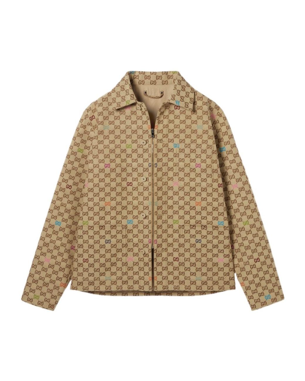 Gucci Gg Zip-Up Jacket in Natural for Men | Lyst