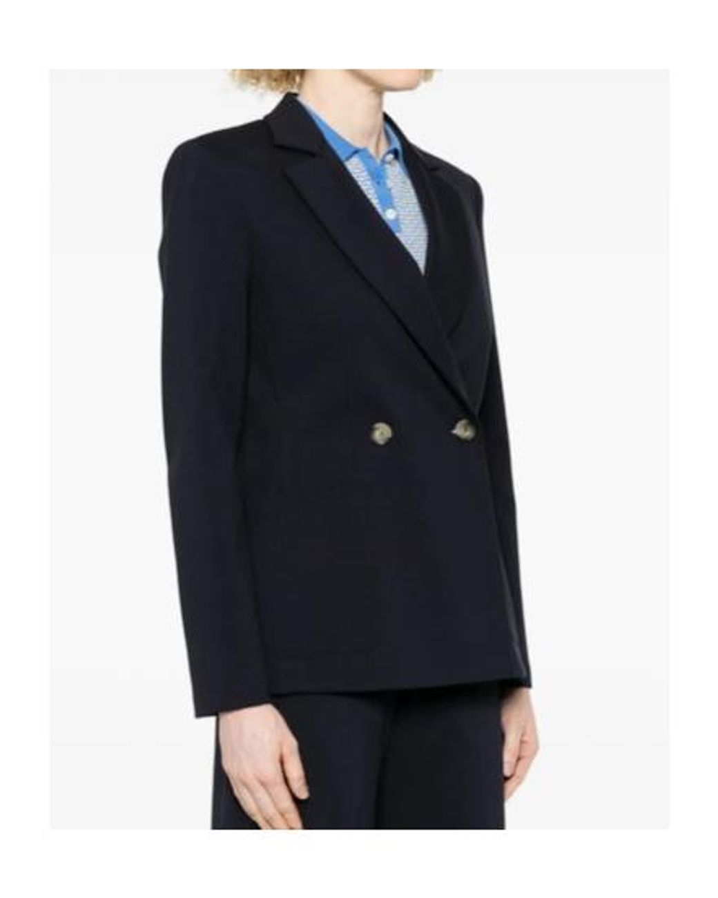 Harris Wharf London Blue Notched-Lapel Double-Breasted Blazer