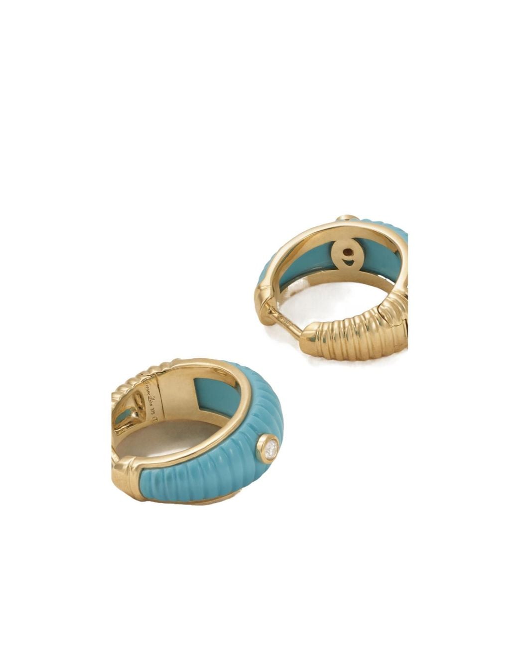 Yvonne Léon Blue 9-Karat, And Diamond Hoop Earrings