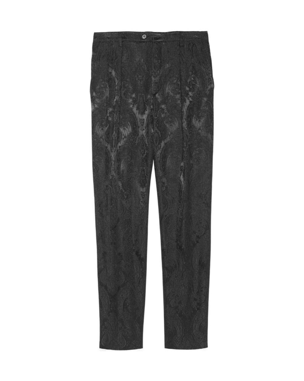 Saint Laurent Gray Paisley Jacquard Straight Trousers for men