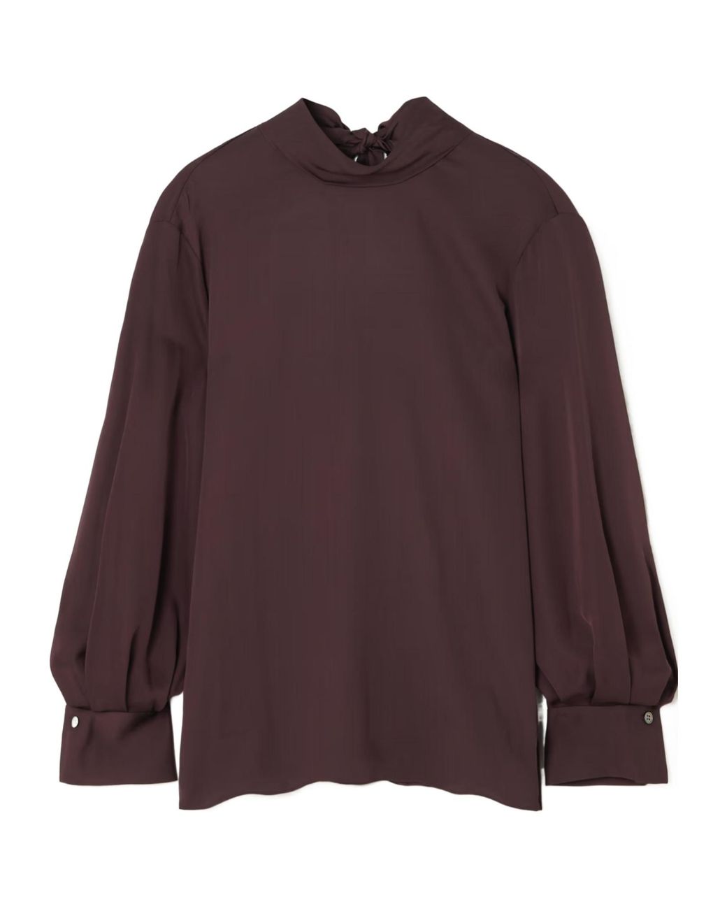 Theory Purple Blouson-Sleeve Silk Blouse