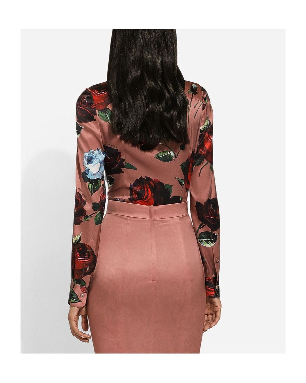 Dolce & Gabbana Red Stretch-Silk Floral Shirt