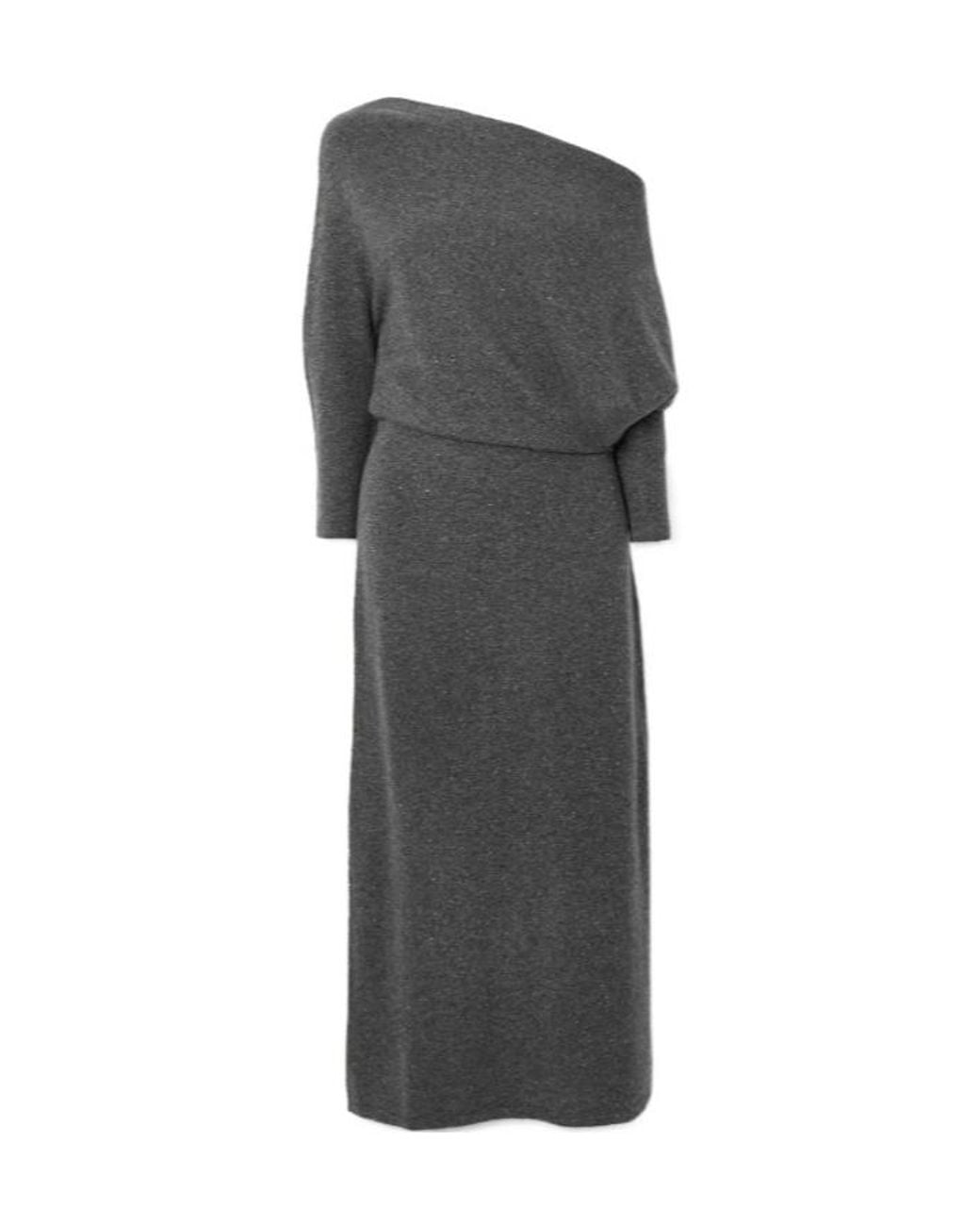 Altuzarra Gray Off-The-Shoulder Mid-Length Dress