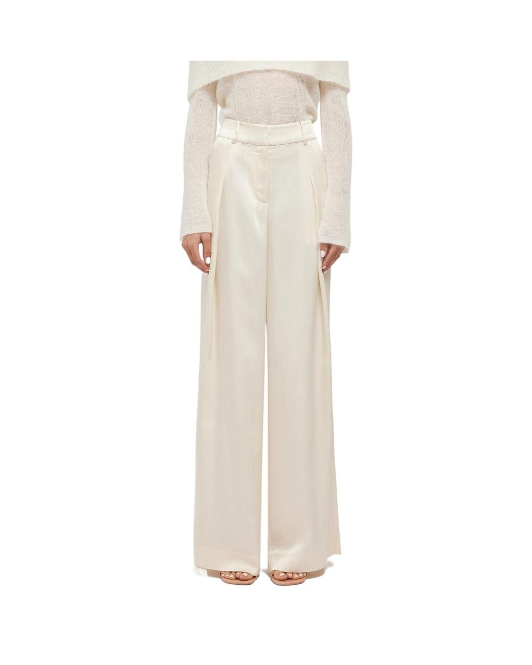 Jonathan Simkhai White Mercer Satin Trousers