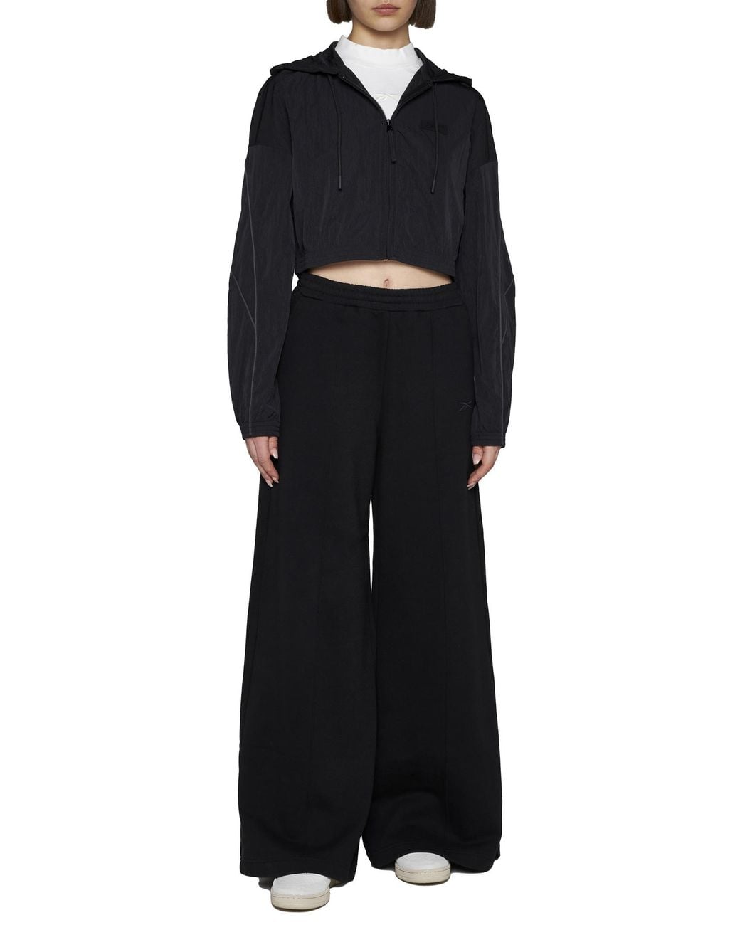 Reebok Black Hooded Cropped Track Jacket