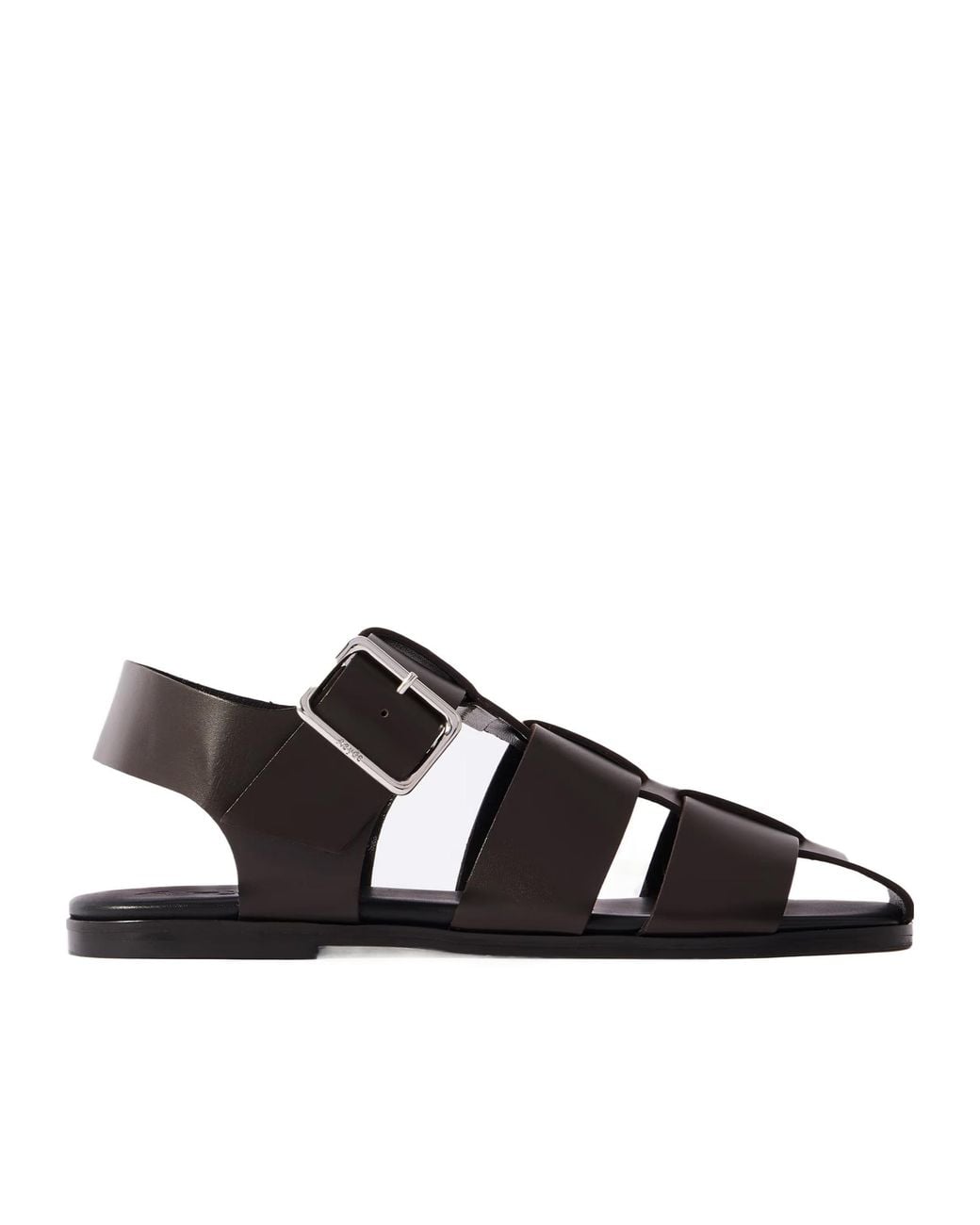 Aeyde Black Solid Color Leather Sandals