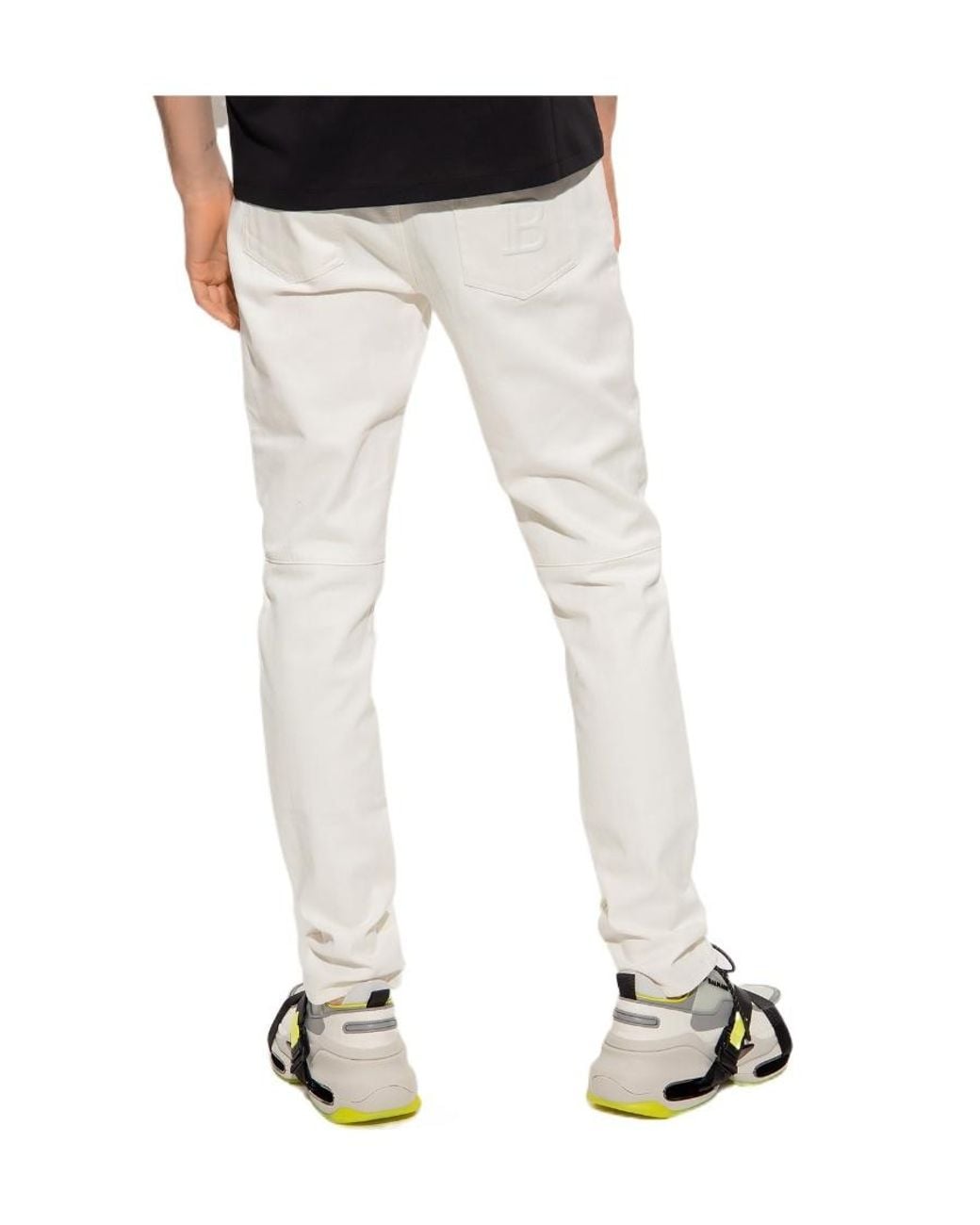 Balmain White Slim Cut Cotton Jeans for men