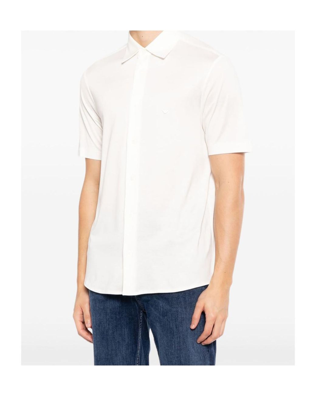 Emporio Armani White Short-Sleeve Logo Shirt for men