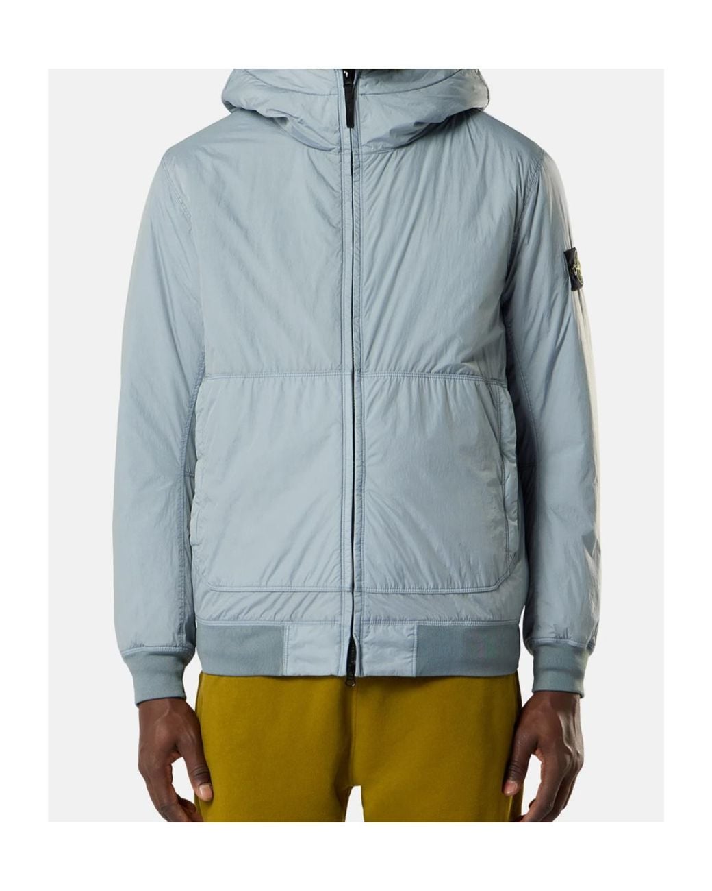 Stone Island Blue Recycled Hooded Zip Jacket for men