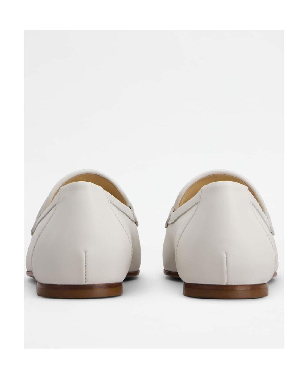 Tod's White T-Logo Almond Toe Loafers