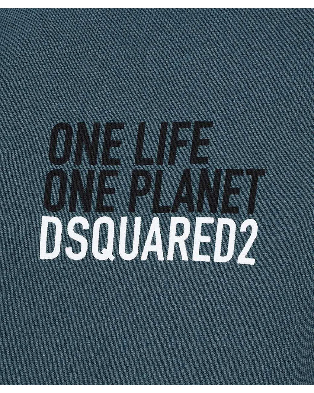 DSquared² Blue Logo Print Zipped Hoodie for men