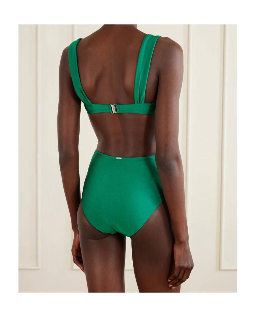 Jonathan Simkhai Green Anniston Ruched Bikini Top