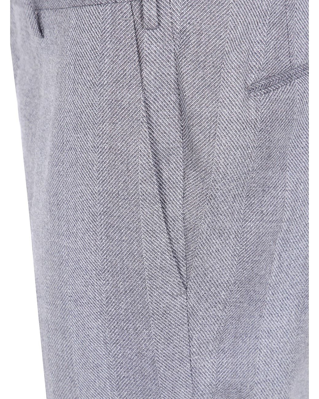PT01 Gray Herringbone-Weave Wool Trousers for men
