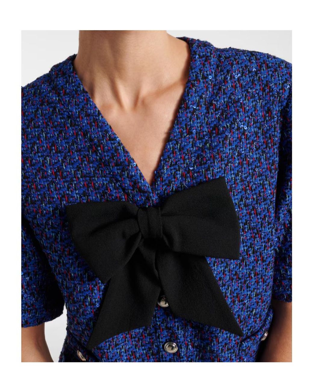 Alessandra Rich Blue Sequined Tweed Minidress