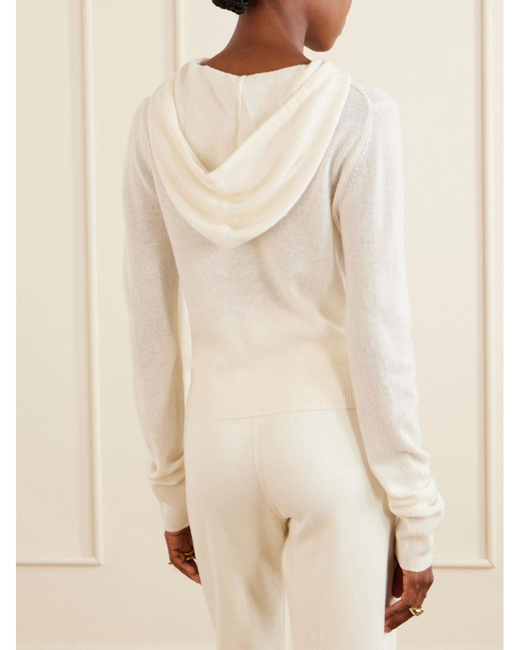 ÉTERNE White Embellished Cashmere Hoodie
