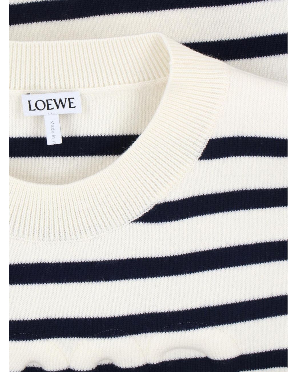 Loewe White Striped Cropped Jumper