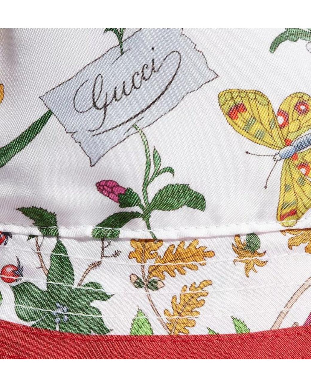 Gucci Red Printed Silk Twill Bucket Hat