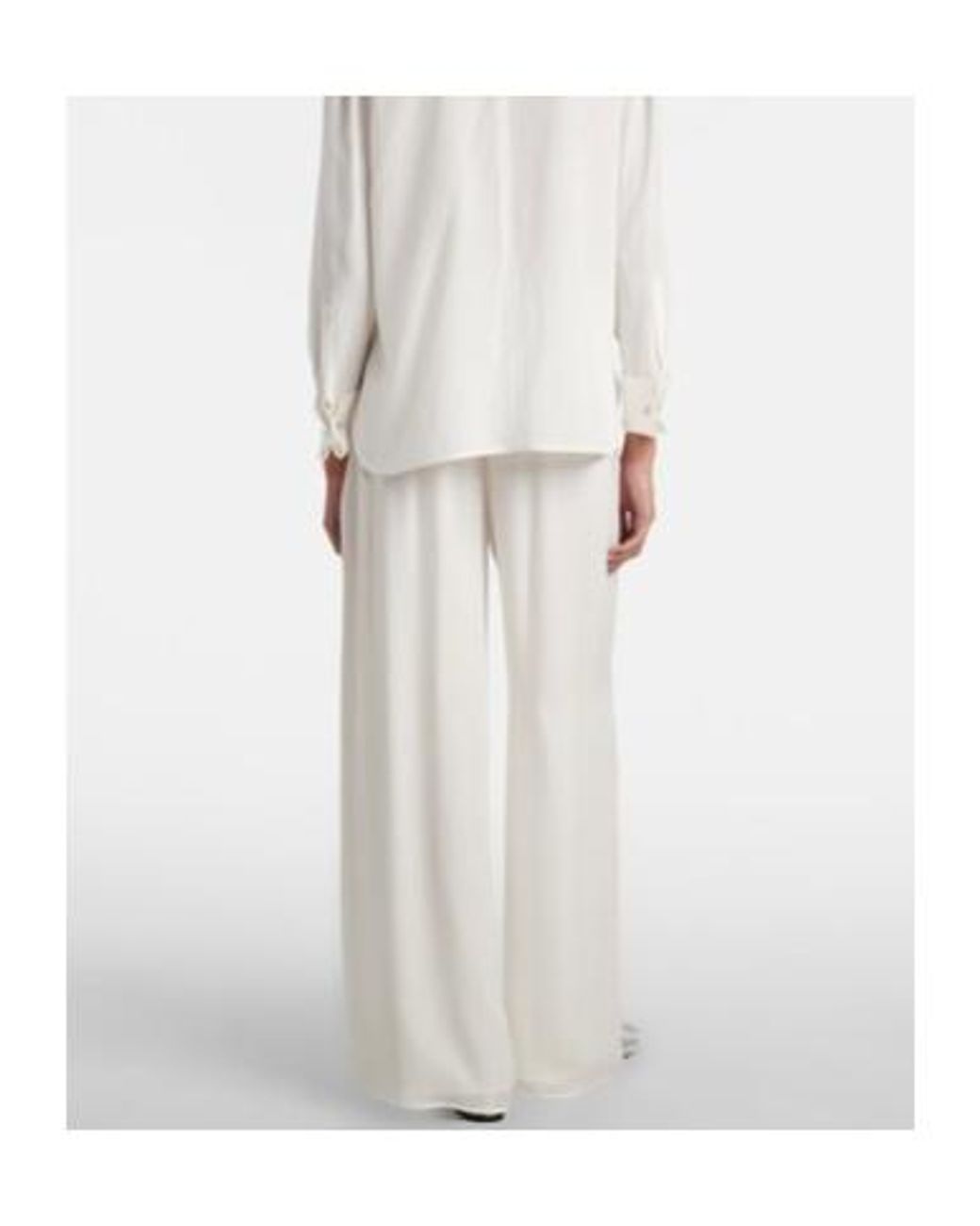Oscar de la Renta White Mid-Rise Silk Straight Pants