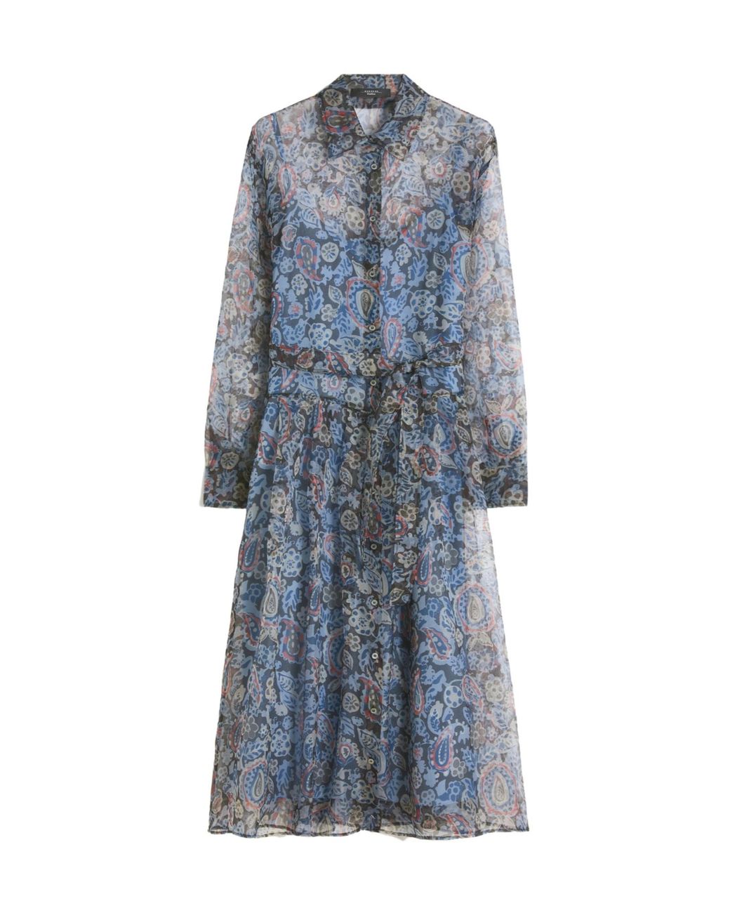 Weekend by Maxmara Blue Printed Silk Shirt Dress