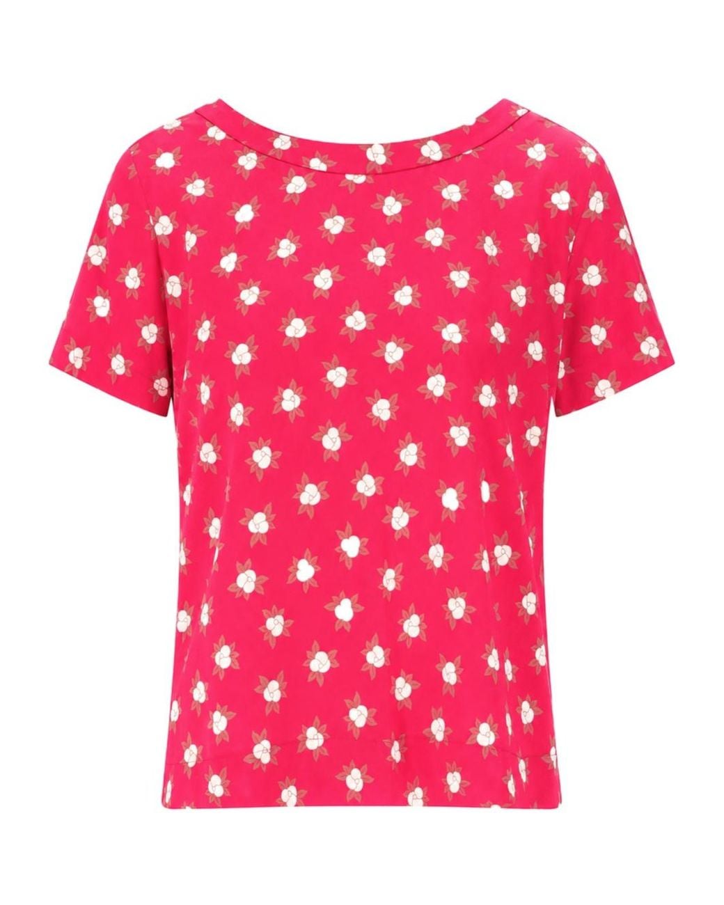 Laura Urbinati Pink Camellia-Print Short-Sleeve T-Shirt